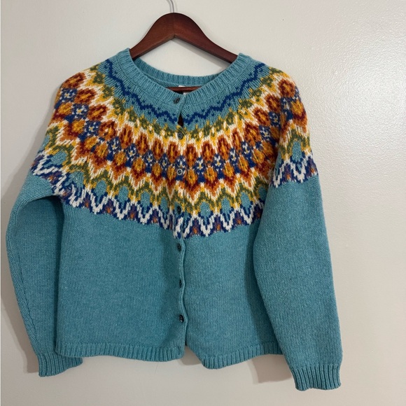 Sundance Blue Fair Isle Cardigan
Lambswool Blend Women's Size X-Large - Picture 2 of 7